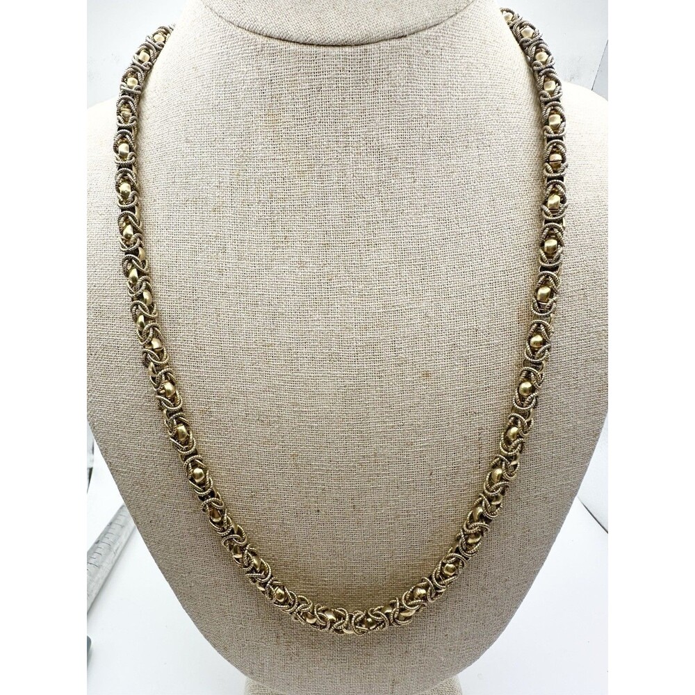 Vintage 12k Gold Filled 6mm Byzantine Chain Necklace 23” Chunky Heavy